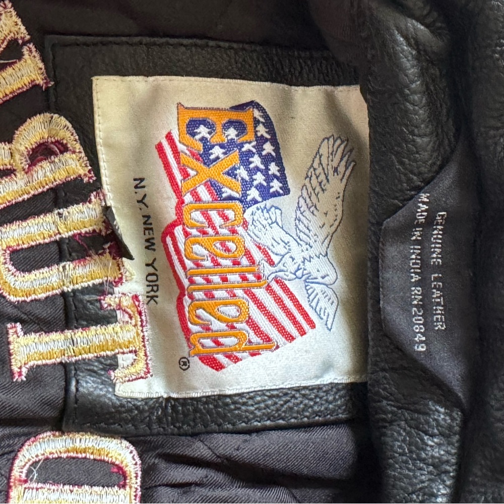 Black Leather Biker Jacket with Wild Turkey Bourbon Emblem Size 4 - Picture 4 of 6